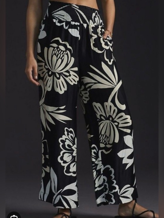 Maeve Pants - Anthropology Maeve Black and Cream Floral flowy wide leg pants. 
NWOT